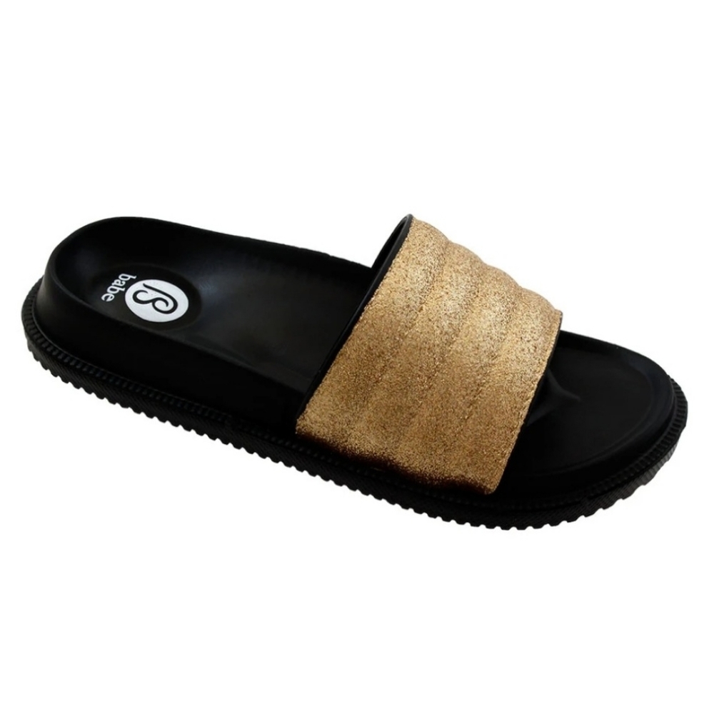 Girl's Glitter Slide Sandals Black & Gold 2/$18